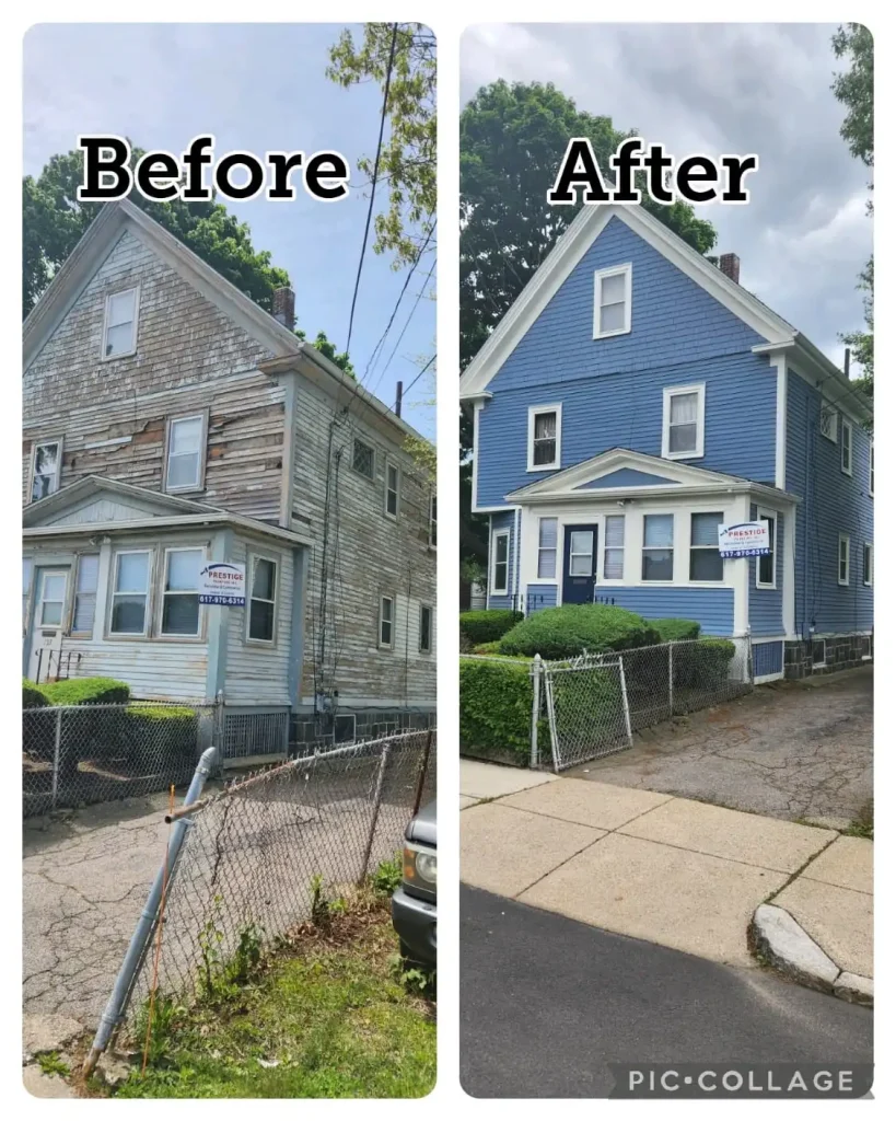 Exterior before and after