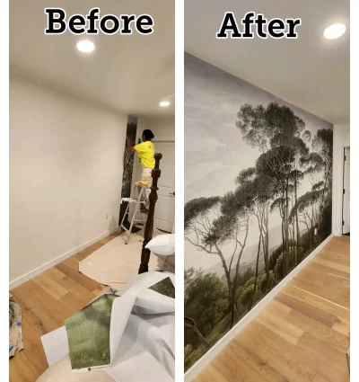 Wallpaper before and after